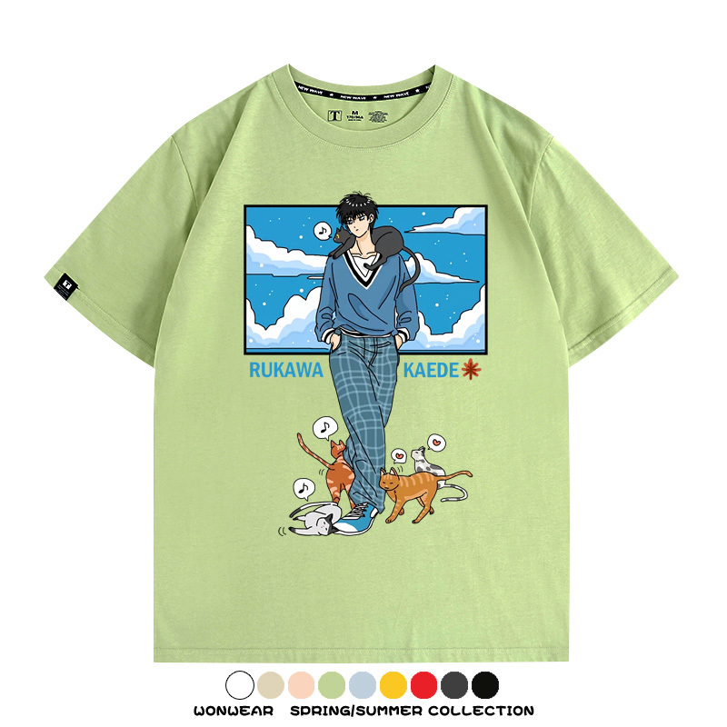 灌籃高手流川楓貓咪聯名 親子情侶裝寬鬆短袖T