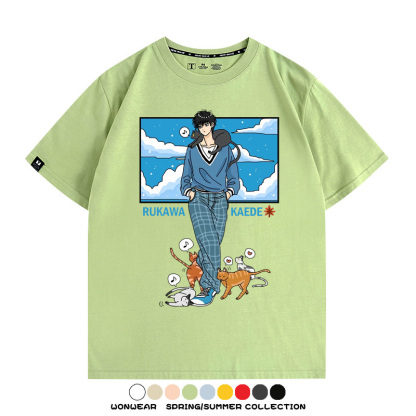 灌籃高手流川楓貓咪聯名 親子情侶裝寬鬆短袖T