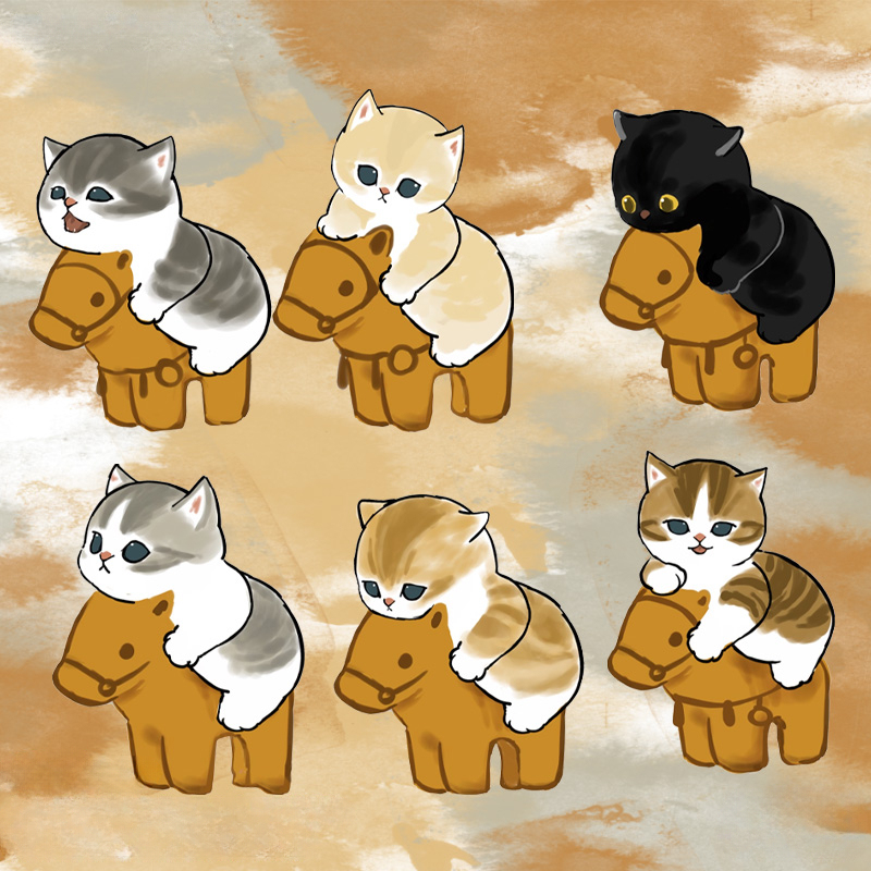 日系貓貓木馬卡通Q版 親子情侶裝寬鬆短袖T