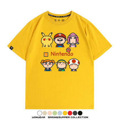 任天堂主機遊戲瑪利歐薩爾達T恤聯動周邊純棉短袖夏季青少年寬鬆