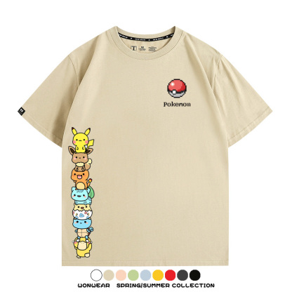 精靈寶可夢像素可愛 親子情侶裝寬鬆短袖T