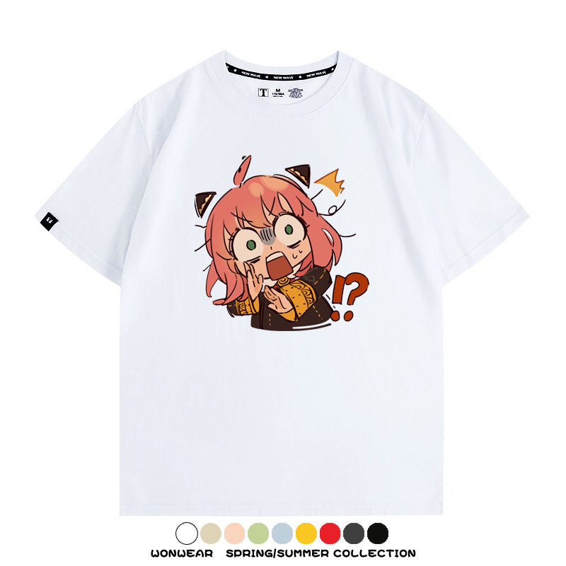 間諜家家酒動漫阿尼亞卡通可愛周邊情侶T恤衫夏季純棉短袖上衣潮