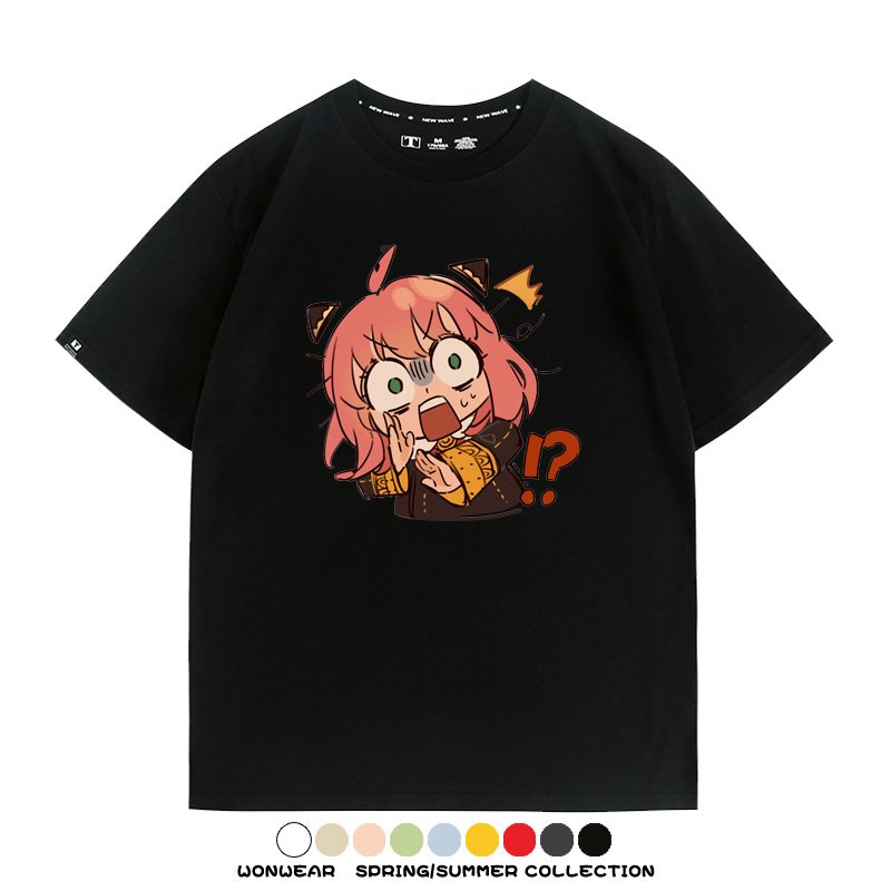 間諜家家酒動漫阿尼亞卡通可愛周邊情侶T恤衫夏季純棉短袖上衣潮