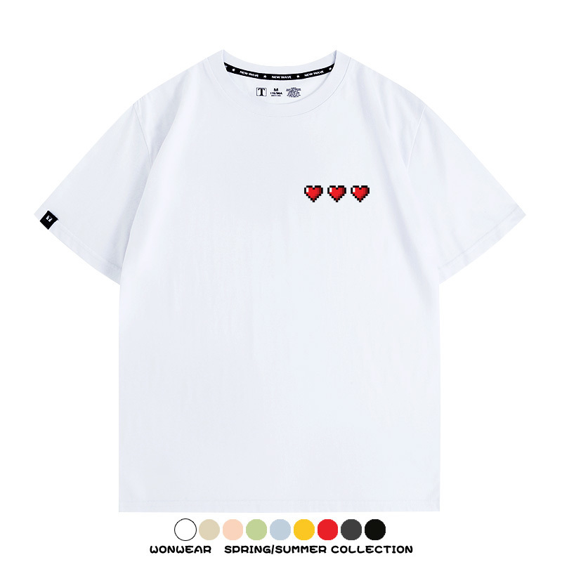 薩爾達傳說王國之淚經典紅心像素任天堂周邊短袖夏季男士純棉T恤