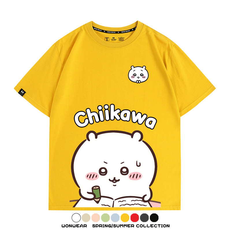 Chiikawa日系萌系吉伊卡哇可愛小八烏薩奇聯名短袖夏男純棉T恤衫