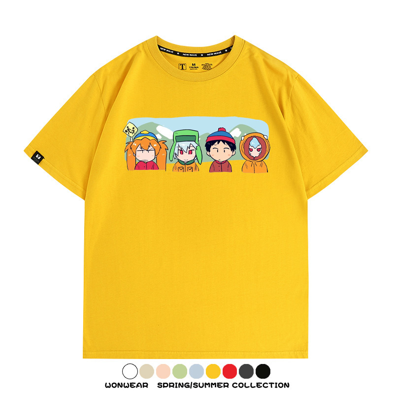 EVA聯名南方公園情侶裝短袖衰仔樂園福音戰士卡通t恤衫純棉上衣服
