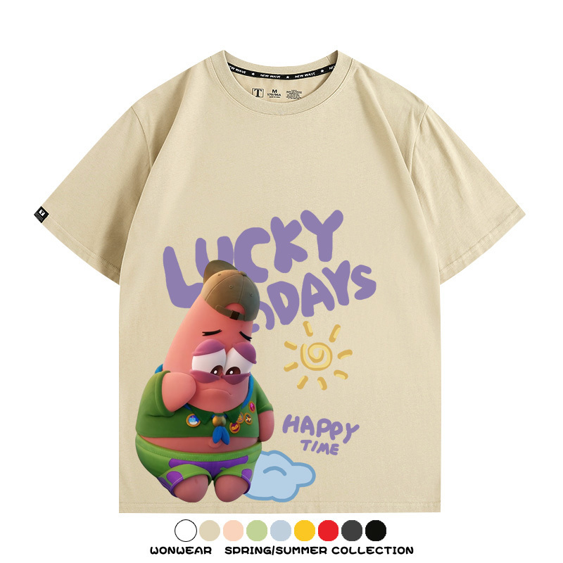 海綿寶寶派大星聯名 親子情侶寬鬆短袖T