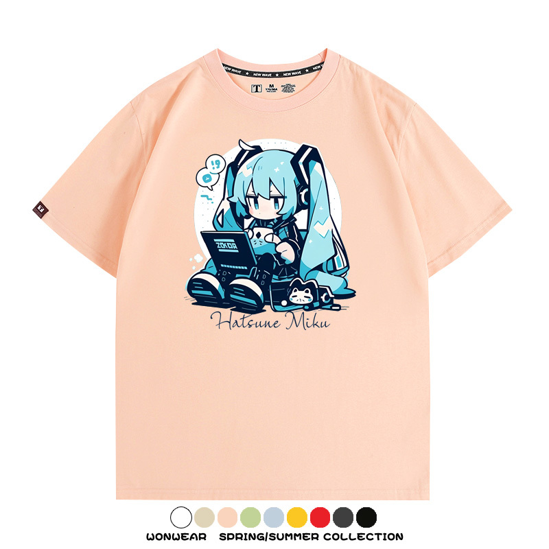 元氣日系少女機能動漫初音未來MIKU 親子情侶裝寬鬆短袖T