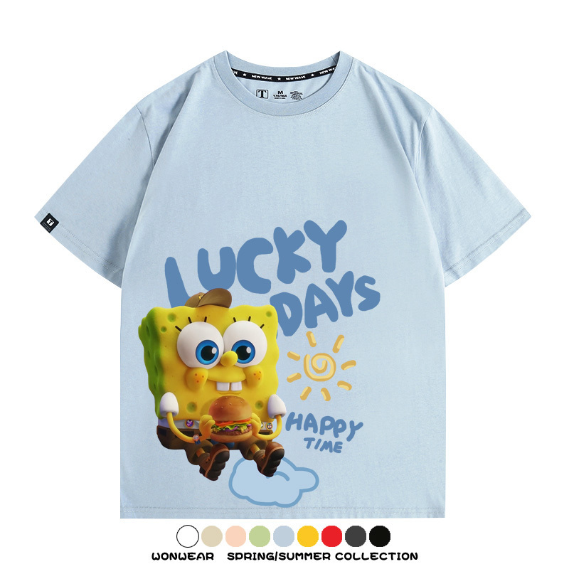 海綿寶寶派大星聯名 親子情侶寬鬆短袖T