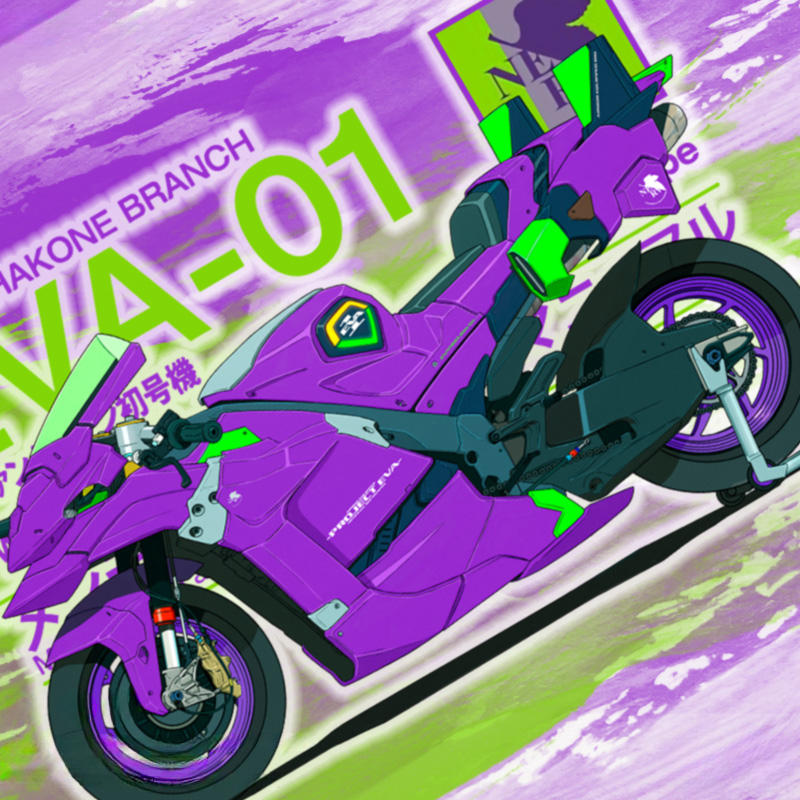 EVA初號機摩托車聯名 親子情侶裝寬鬆短袖T