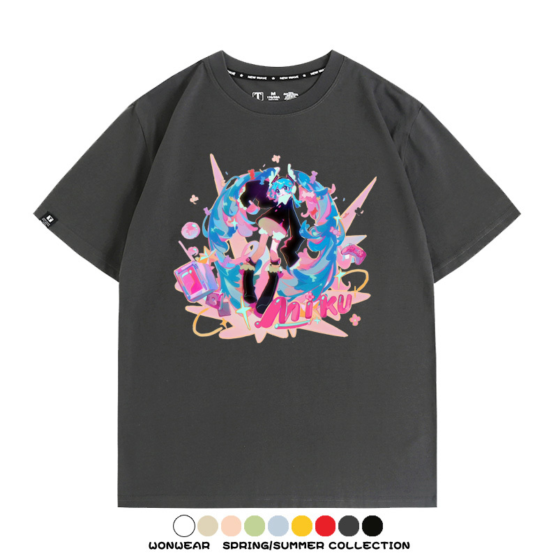 寶可夢歌姬美洛耶塔聯動MIKU初音未來周邊短袖T恤衫夏季純棉上衣寬鬆
