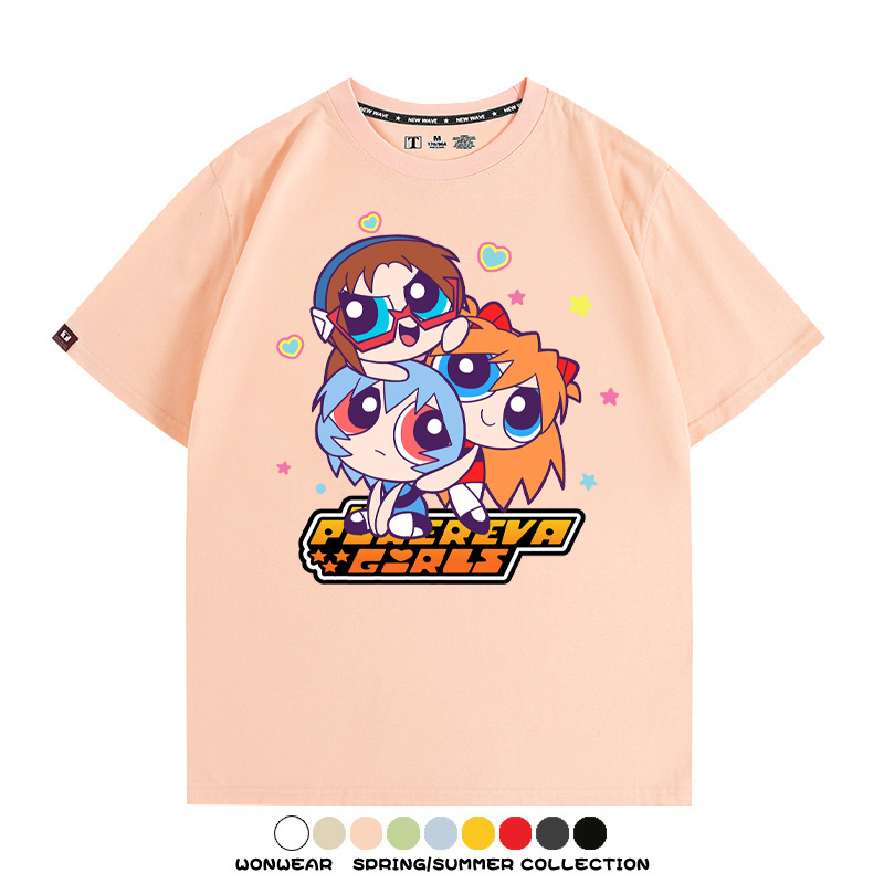 EVA福音戰士飛天小女警聯名 親子情侶裝寬鬆短袖T