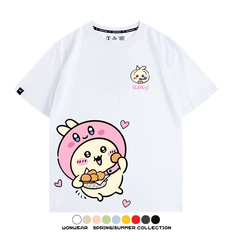 吉伊卡哇chiikawa小可愛吉伊烏薩奇小八聯動情侶短袖純棉T恤上衣