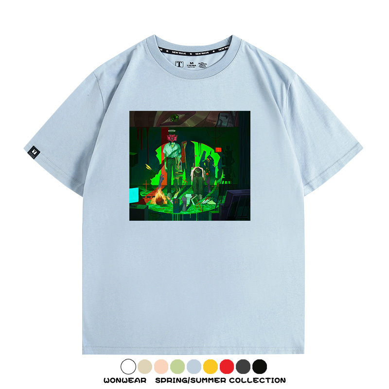 新世紀福音戰士EVA藝術插畫潮牌印花T恤夏季男潮純棉短袖寬鬆上衣