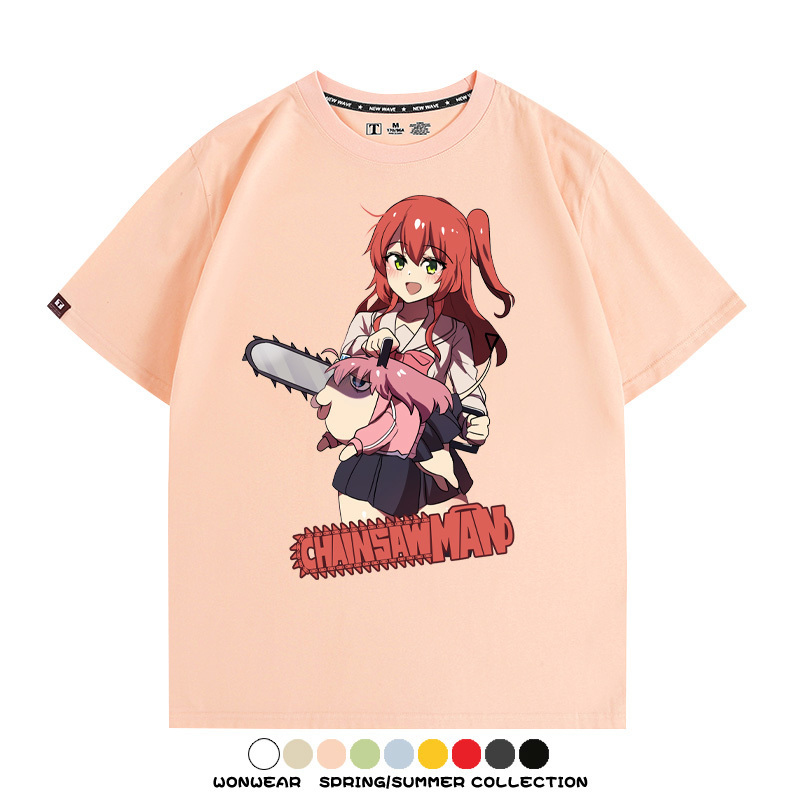孤獨搖滾後藤一里聯名啵奇塔鏈鋸人 親子情侶寬鬆短袖T