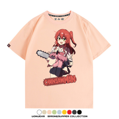 孤獨搖滾後藤一里聯名啵奇塔鏈鋸人 親子情侶寬鬆短袖T