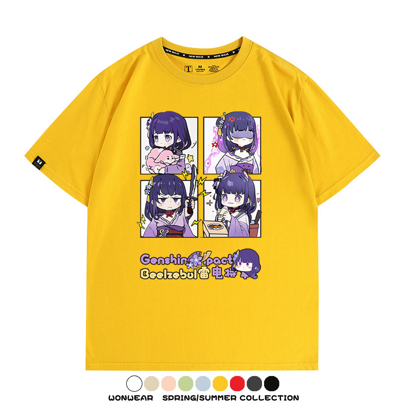 原神遊戲散兵可莉芙寧娜胡桃可愛Q版二次元周邊夏男純棉T恤衫短袖