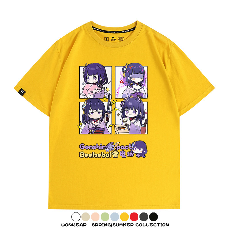 原神遊戲散兵可莉芙寧娜胡桃可愛Q版二次元周邊夏男純棉T恤衫短袖
