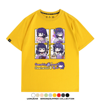 原神遊戲散兵可莉芙寧娜胡桃可愛Q版二次元周邊夏男純棉T恤衫短袖