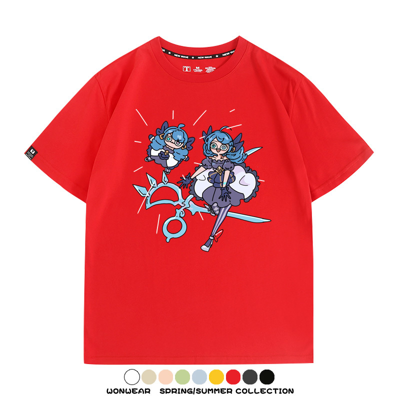 LOL聯盟卡通Q版英雄靈羅娃娃格溫斯莫德周邊短袖夏季男士純棉T恤