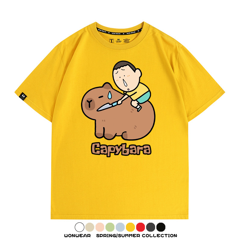 蠟筆小新卡皮巴拉水豚 親子情侶裝寬鬆短袖T