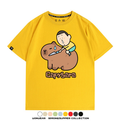 蠟筆小新卡皮巴拉水豚 親子情侶裝寬鬆短袖T