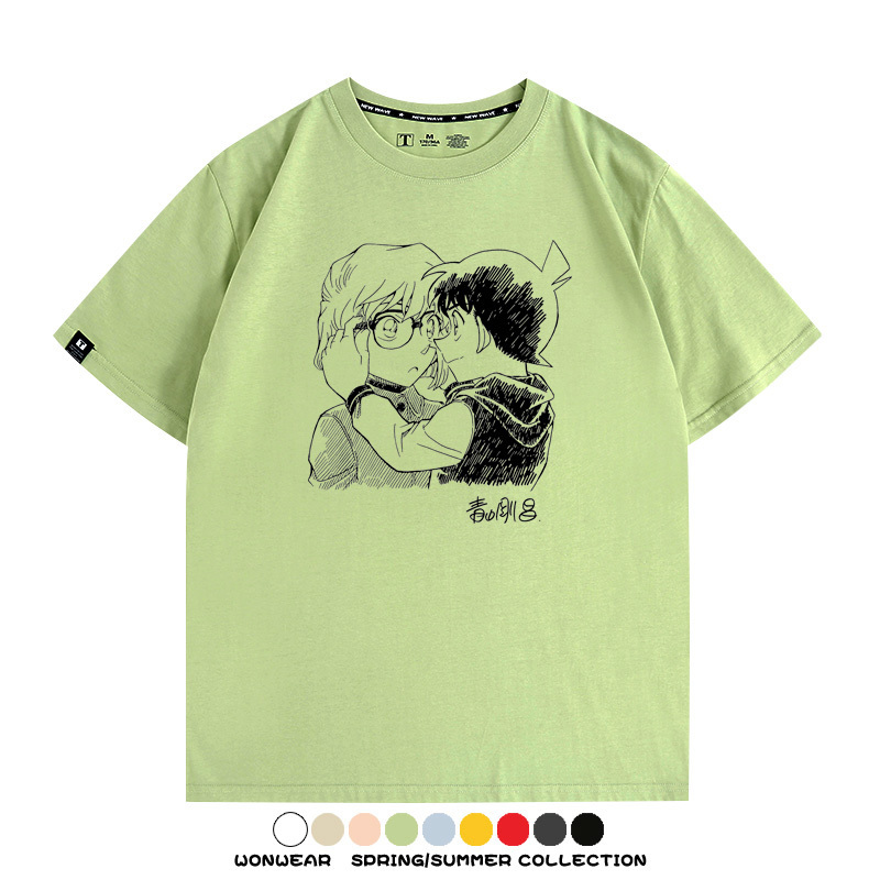 名偵探柯南灰原哀小蘭潮牌情侶原畫聯動周邊短袖夏季純棉T恤寬鬆