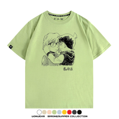 名偵探柯南灰原哀小蘭潮牌情侶原畫聯動周邊短袖夏季純棉T恤寬鬆