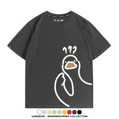 趣味大鵝鴨鴨卡通可愛新款潮流情侶短袖夏季青少年男百搭純棉T恤