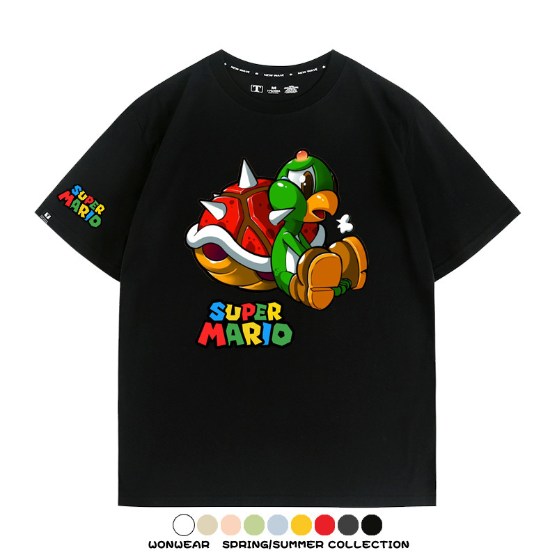 瑪利歐兄弟任天堂周邊短袖游戲卡通蘑菇青少年男寬鬆夏季純棉T恤