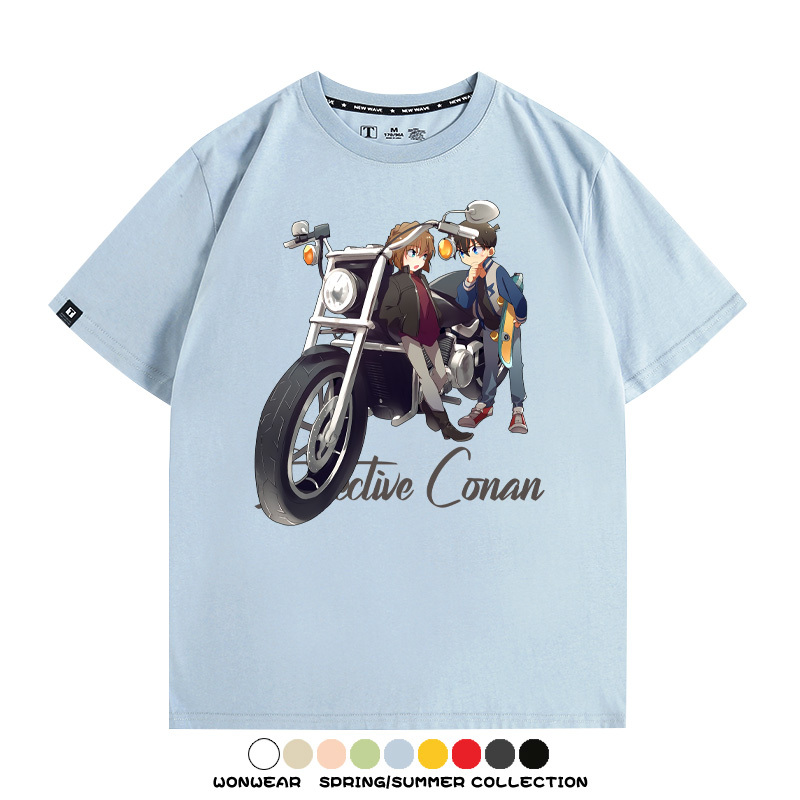 名偵探柯南灰原哀聯名機車 親子情侶裝寬鬆短袖T