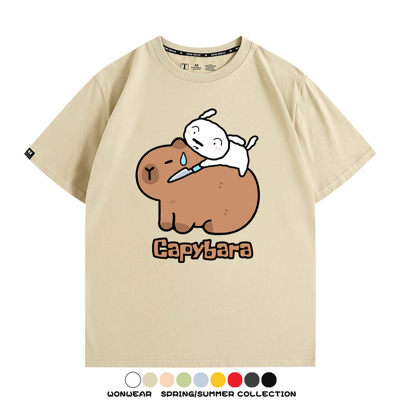 蠟筆小新卡皮巴拉水豚 親子情侶裝寬鬆短袖T