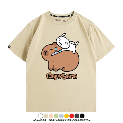 蠟筆小新卡皮巴拉水豚 親子情侶裝寬鬆短袖T