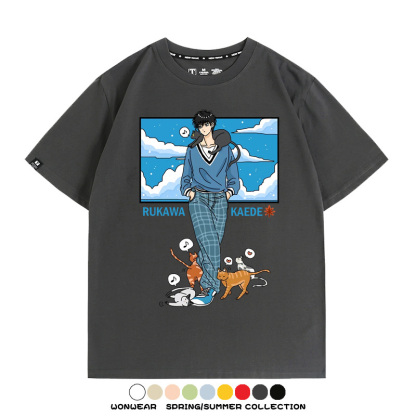 灌籃高手流川楓貓咪聯名 親子情侶裝寬鬆短袖T