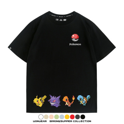 精靈寶可夢像素可愛 親子情侶裝寬鬆短袖T