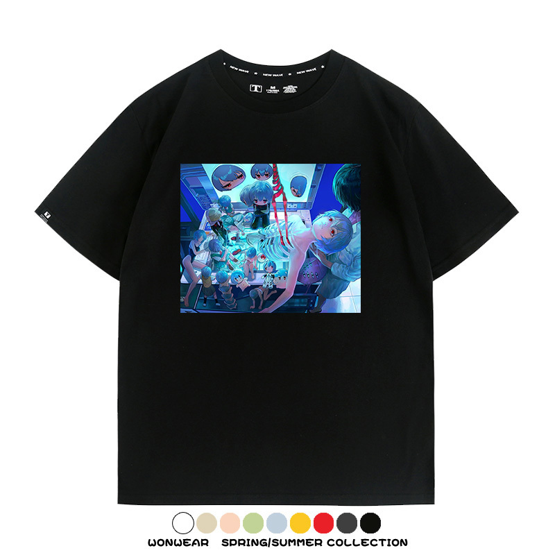 新世紀福音戰士EVA藝術插畫潮牌印花T恤夏季男潮純棉短袖寬鬆上衣