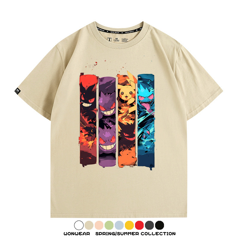精靈寶可夢潮牌動漫 親子情侶裝寬鬆短袖T