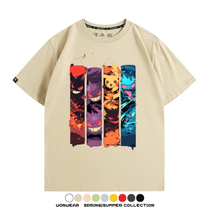 精靈寶可夢潮牌動漫 親子情侶裝寬鬆短袖T