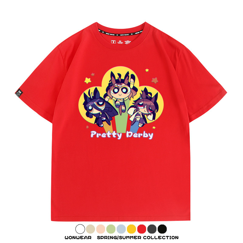 飛天小女警動漫聯動賽馬娘卡通東海帝王二次元青少年夏季純棉T恤