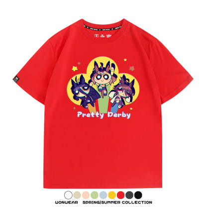 飛天小女警動漫聯動賽馬娘卡通東海帝王二次元青少年夏季純棉T恤