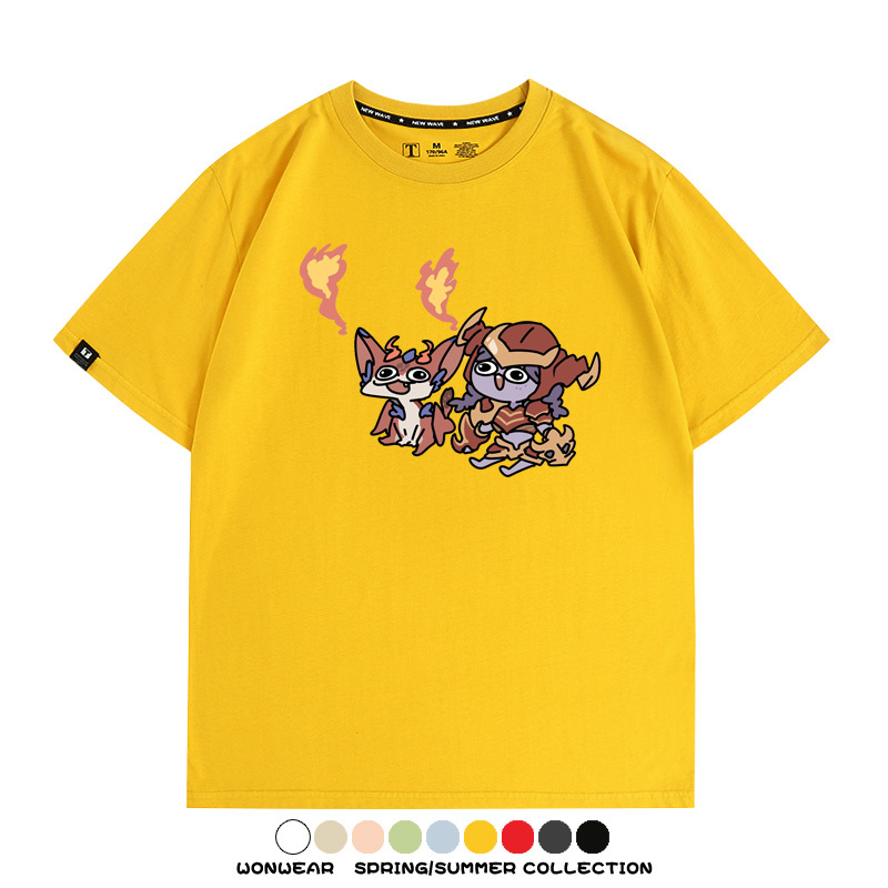 LOL聯盟卡通Q版英雄靈羅娃娃格溫斯莫德周邊短袖夏季男士純棉T恤