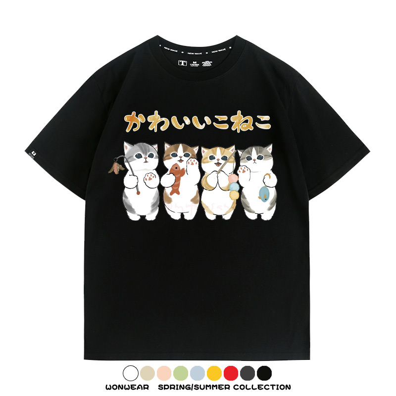 可愛貓貓鏟屎官 親子情侶裝寬鬆短袖T