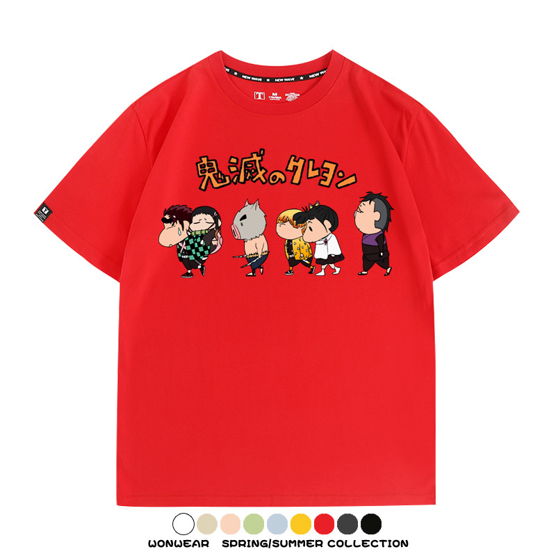 鬼滅之刃蠟筆小新聯名動漫周邊短袖T恤