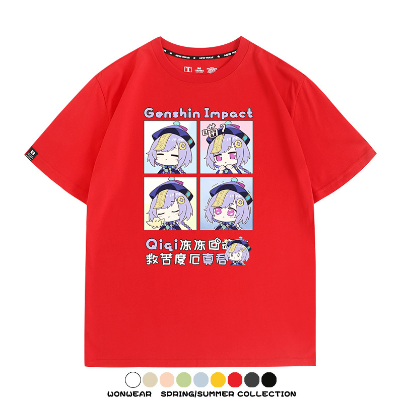 原神遊戲散兵可莉芙寧娜胡桃可愛Q版二次元周邊夏男純棉T恤衫短袖