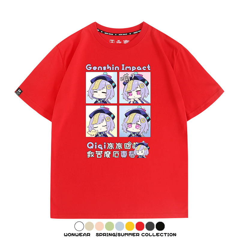 原神遊戲散兵可莉芙寧娜胡桃可愛Q版二次元周邊夏男純棉T恤衫短袖