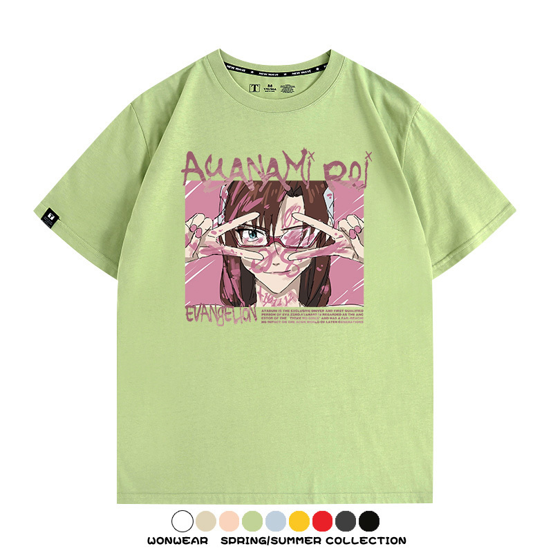 新世紀福音戰士EVA綾波麗明日香褚熏日系潮牌動漫青少年夏純棉T恤