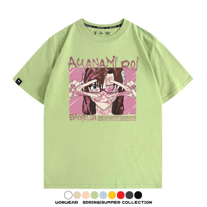 新世紀福音戰士EVA綾波麗明日香褚熏日系潮牌動漫青少年夏純棉T恤