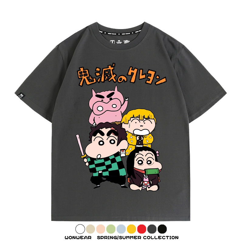鬼滅之刃蠟筆小新聯名動漫周邊短袖T恤