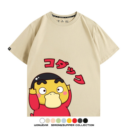 可達鴨cos蠟筆小新純棉t恤衫聯名卡通情侶裝周邊休閑短袖上衣服男