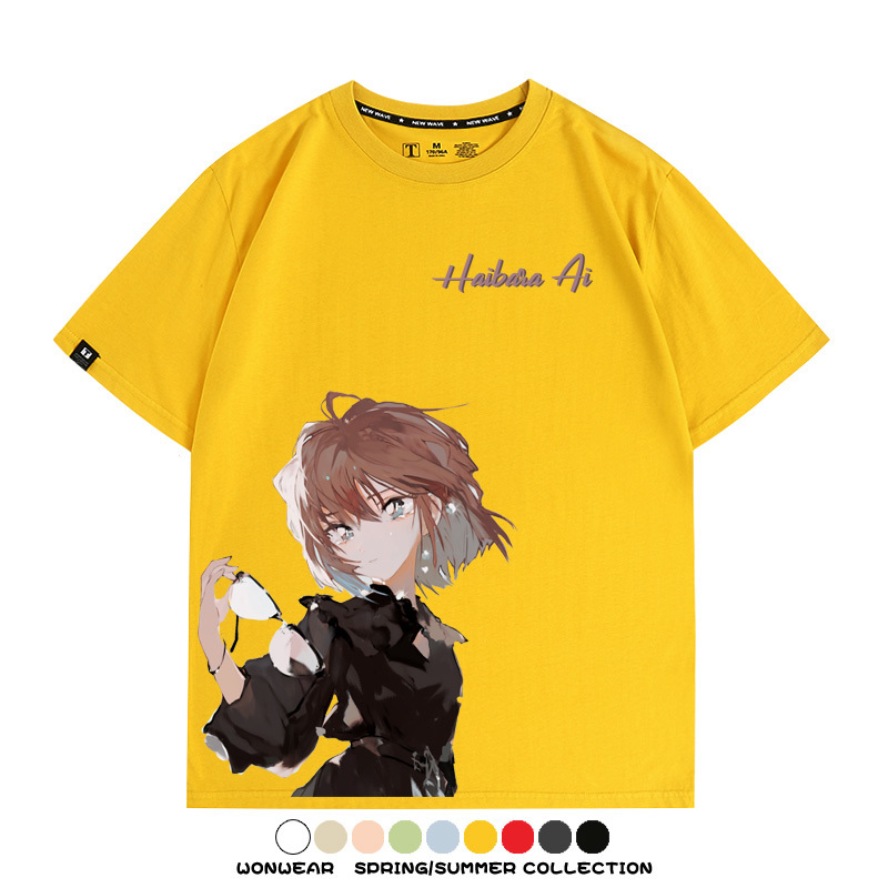 名偵探柯南灰原哀小蘭潮牌情侶原畫聯動周邊短袖夏季純棉T恤寬鬆